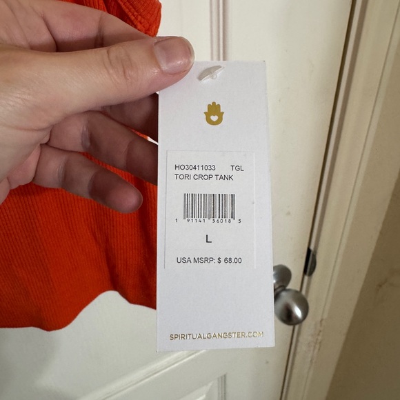 Spiritual Gangster Tori Crop Top Tank Top Large Tigerlily Ribbed High Neck NWT - Picture 5 of 8